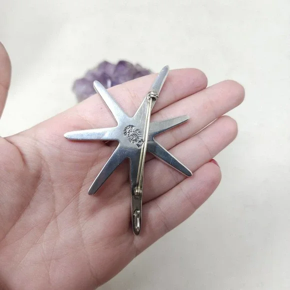 Reveriano Castillo Brooch 925 Sterling Silver Amethyst Sputnik Atomic Pendant - Picture 6 of 7